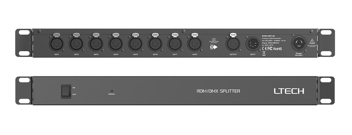 DMX/RDM信号放大分配器 RDM-AMP-8E（NEUTRIK五芯卡侬插头）