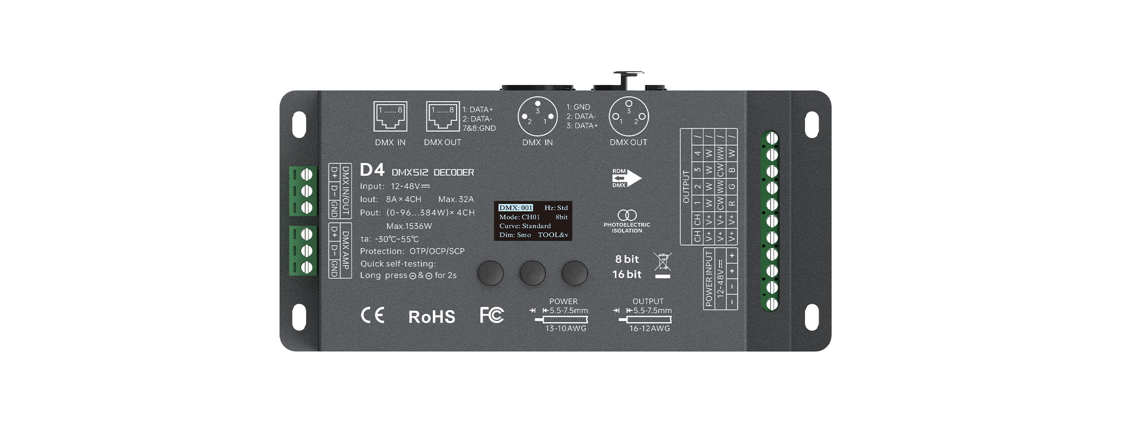 12-48VDC 4CHx8A CV DMX512/RDM Decoder D4
