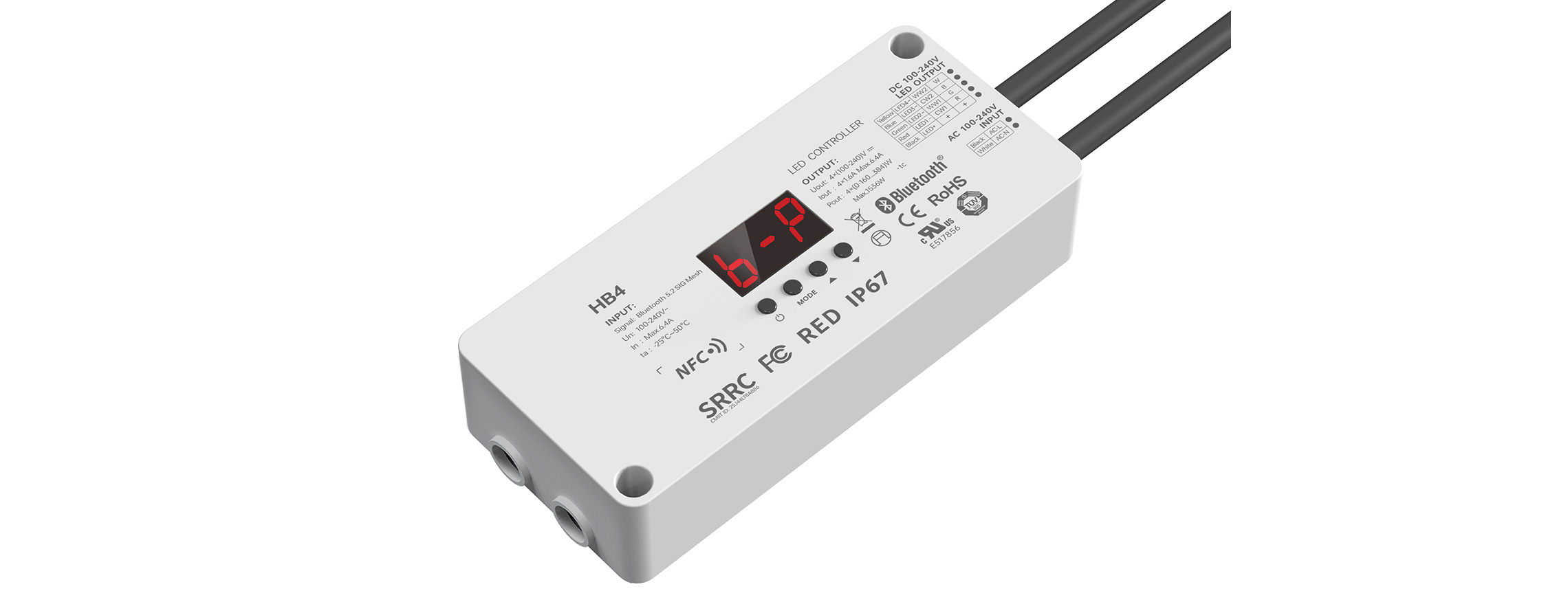 4路 蓝牙5.2 NFC近场编程 高压防水LED恒压控制器 HB4