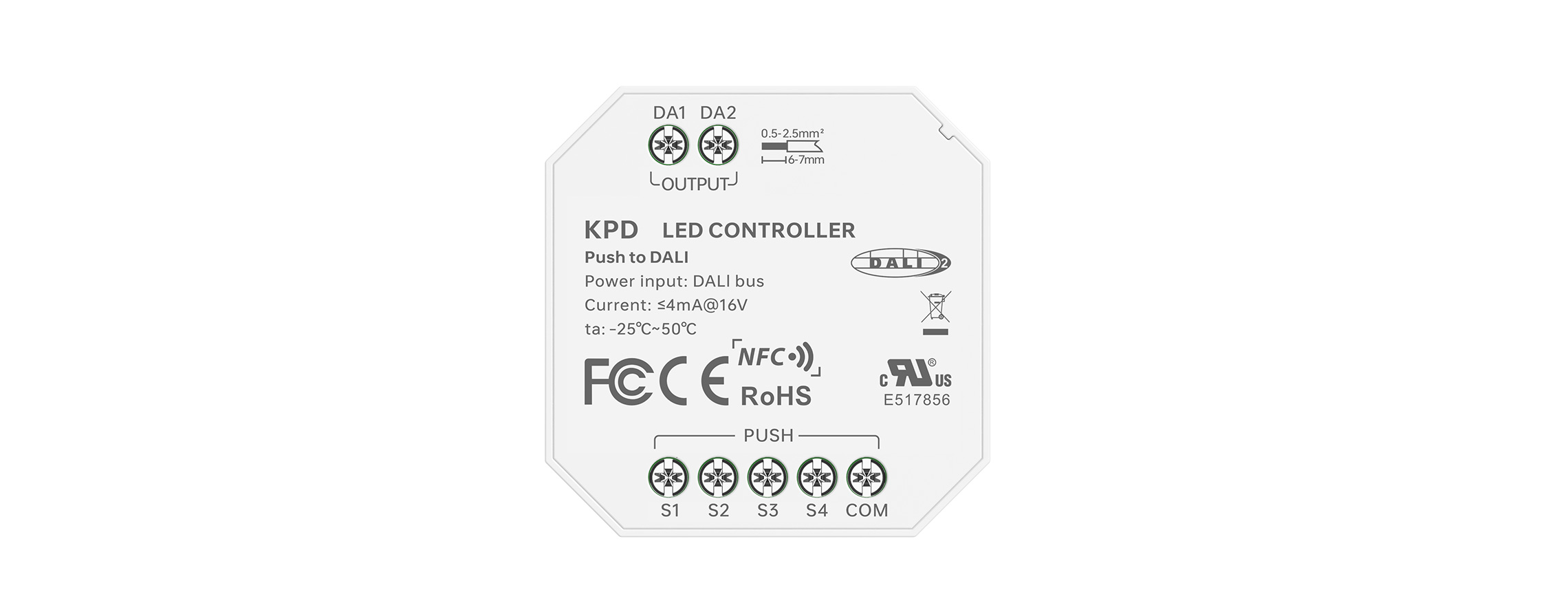 NFC可编程 PUSH-DALI 调光/调色4路主控模块 KPD