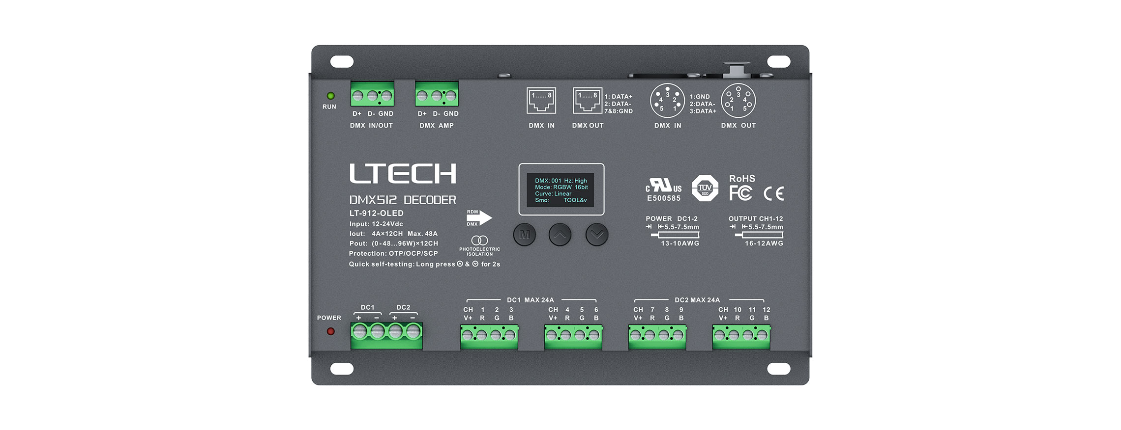 12路 DMX解码驱动器 LT-912-OLED