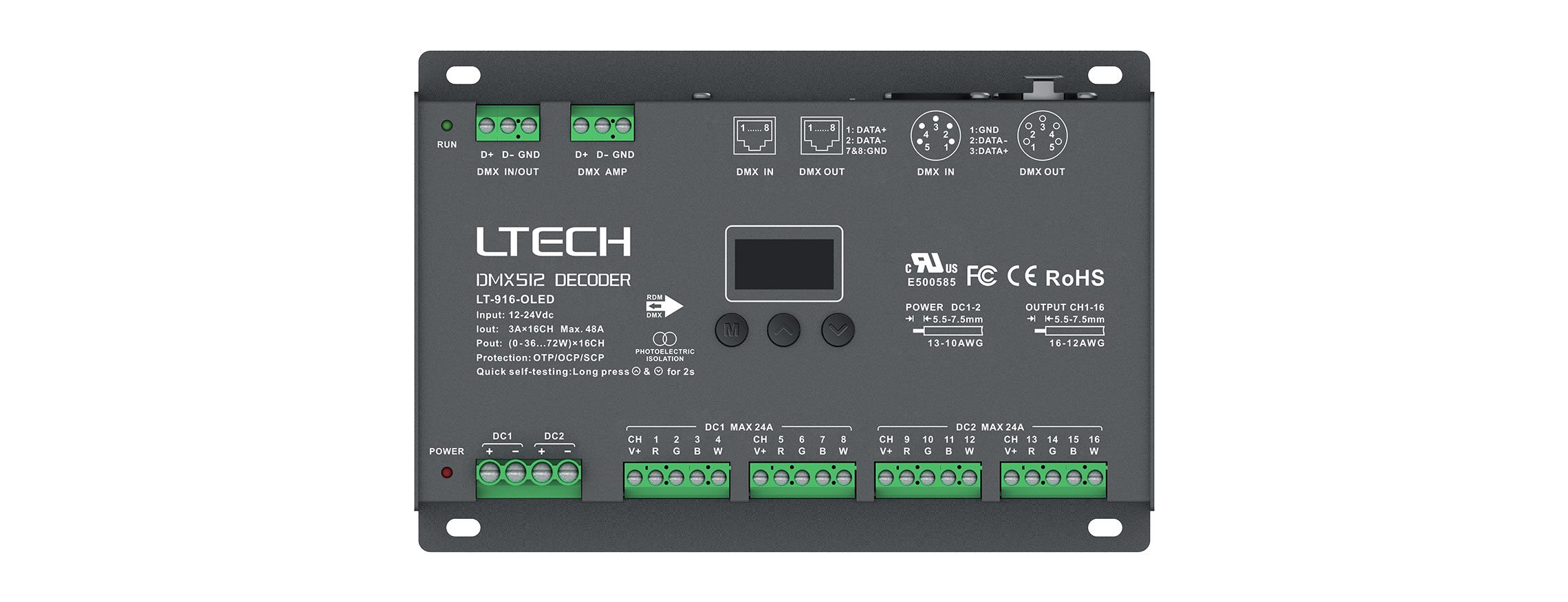 16路 DMX解码驱动器 LT-916-OLED