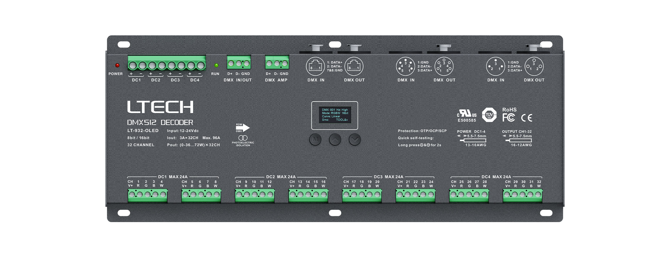 32路 DMX解码驱动器 LT-932-OLED