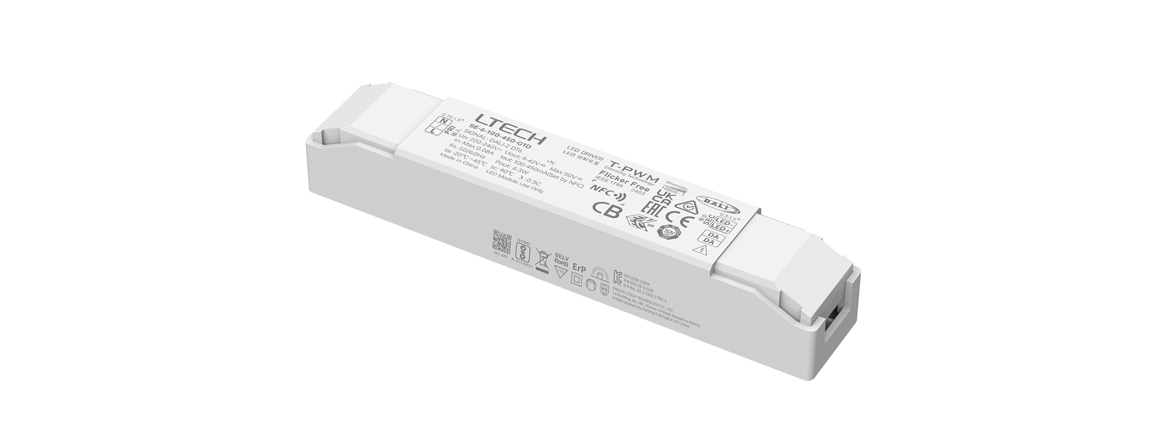 6W 100-450mA CC DALI-2 Driver SE-6-100-450-G1D